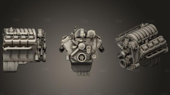V8 Car Engine 3d stl модель для ЧПУ